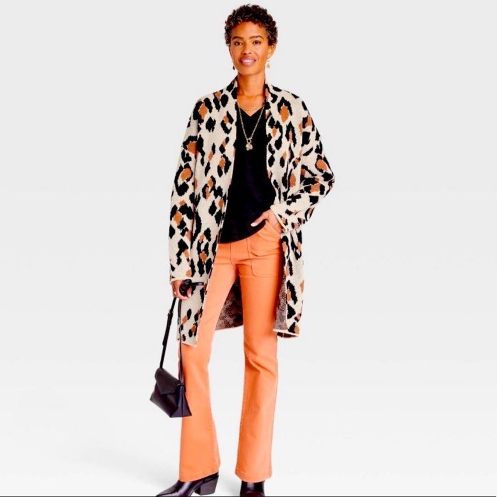 Leopard Print Open Front Cardigan